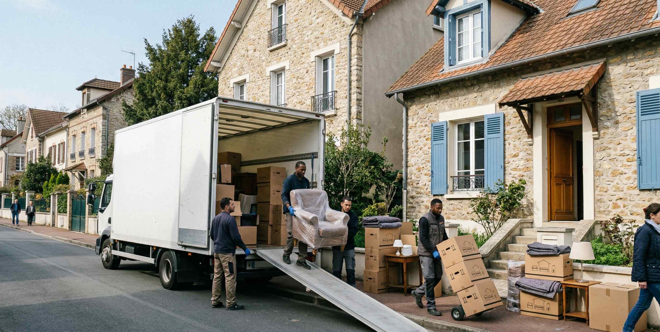 Déchargement de meubles lors d’un déménagement à Buc