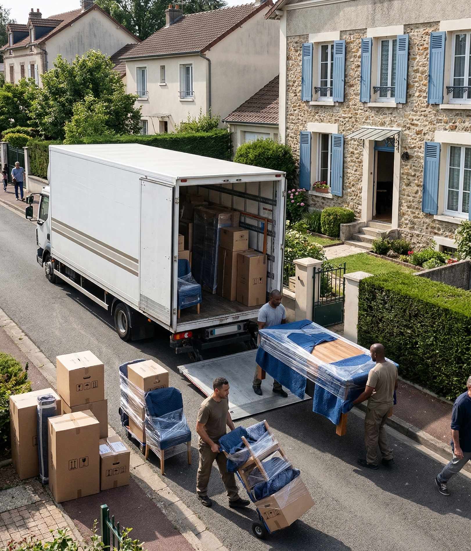 Déchargement de meubles protégés lors d’un déménagement à Plaisir
