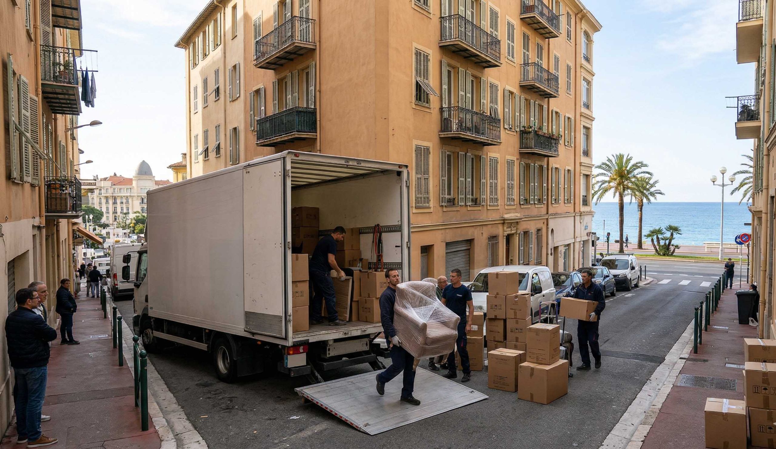 Déchargement de meubles lors d’un déménagement dans les Alpes-Maritimes