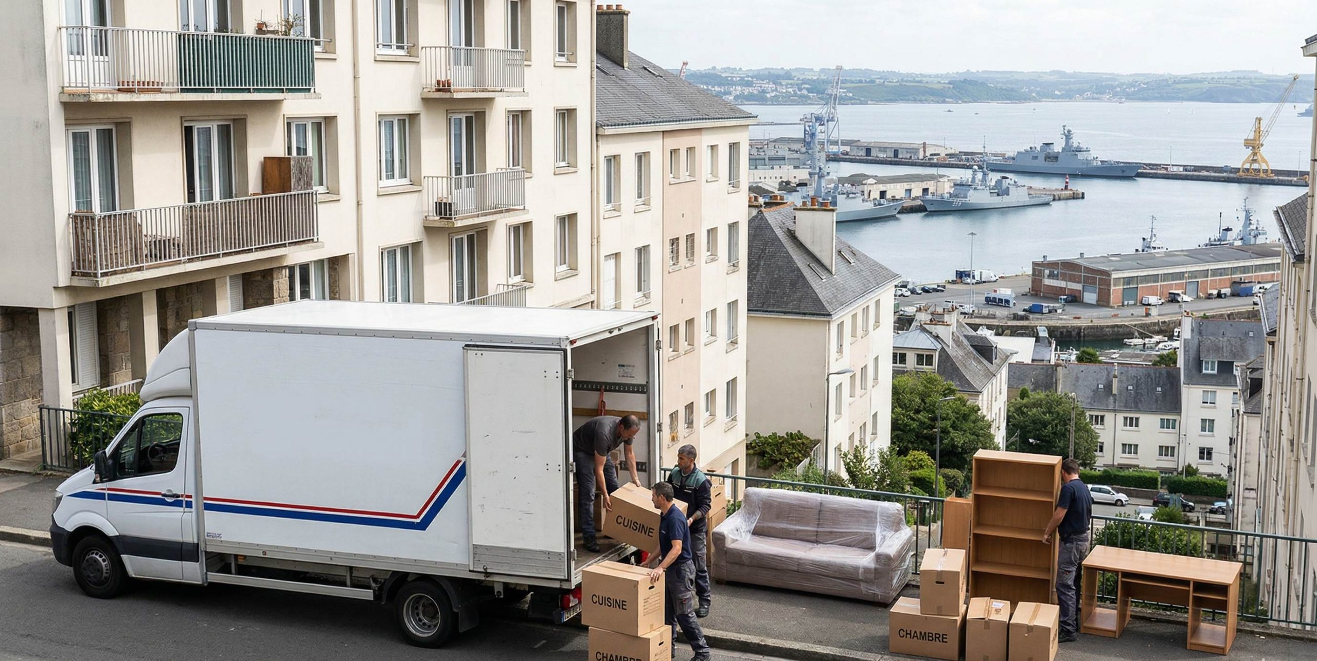 Déchargement de meubles lors d’un déménagement à Brest
