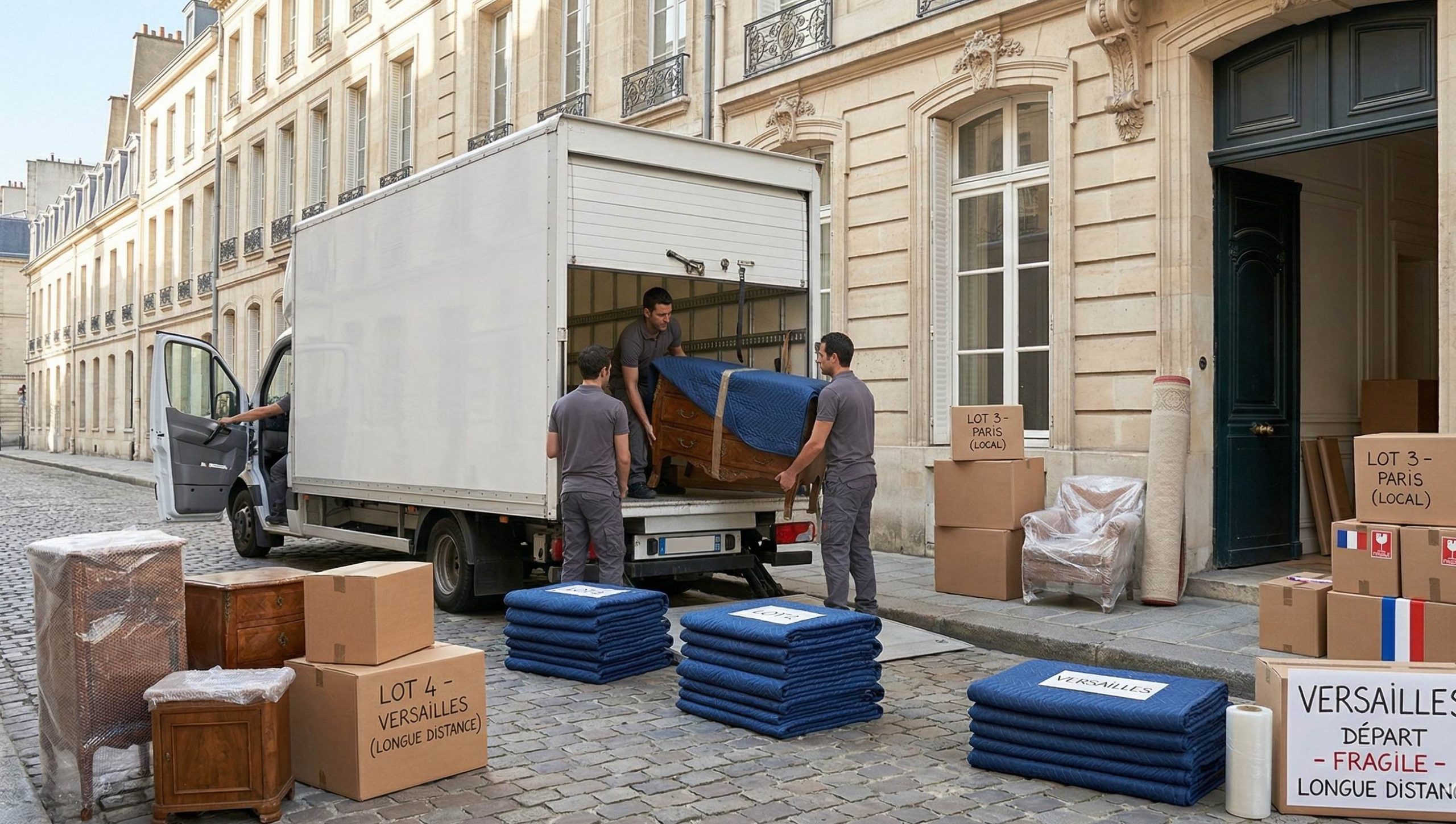 Camion de déménagement prêt pour un départ longue distance