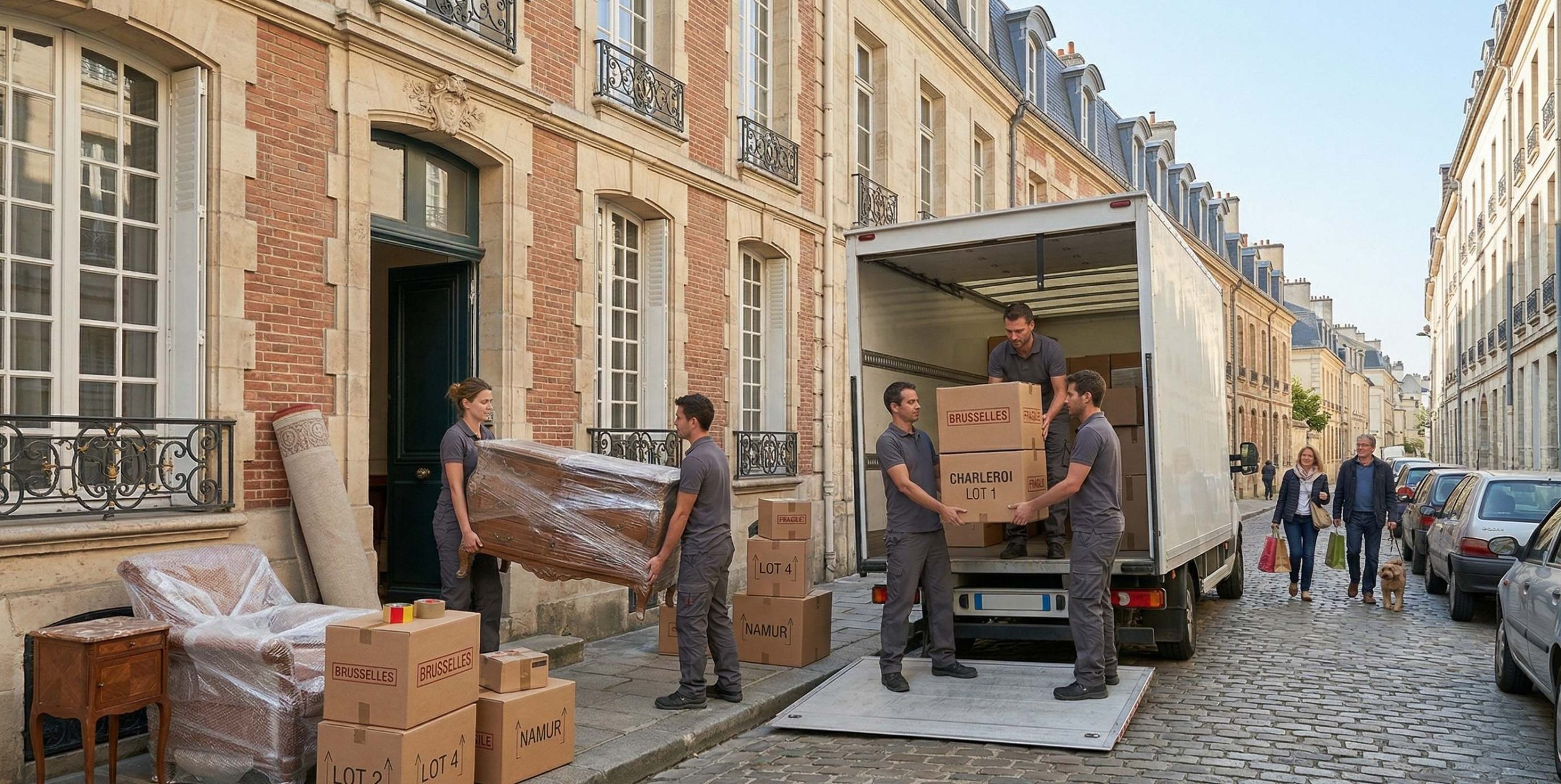 Camion de déménagement en cours de chargement à Versailles