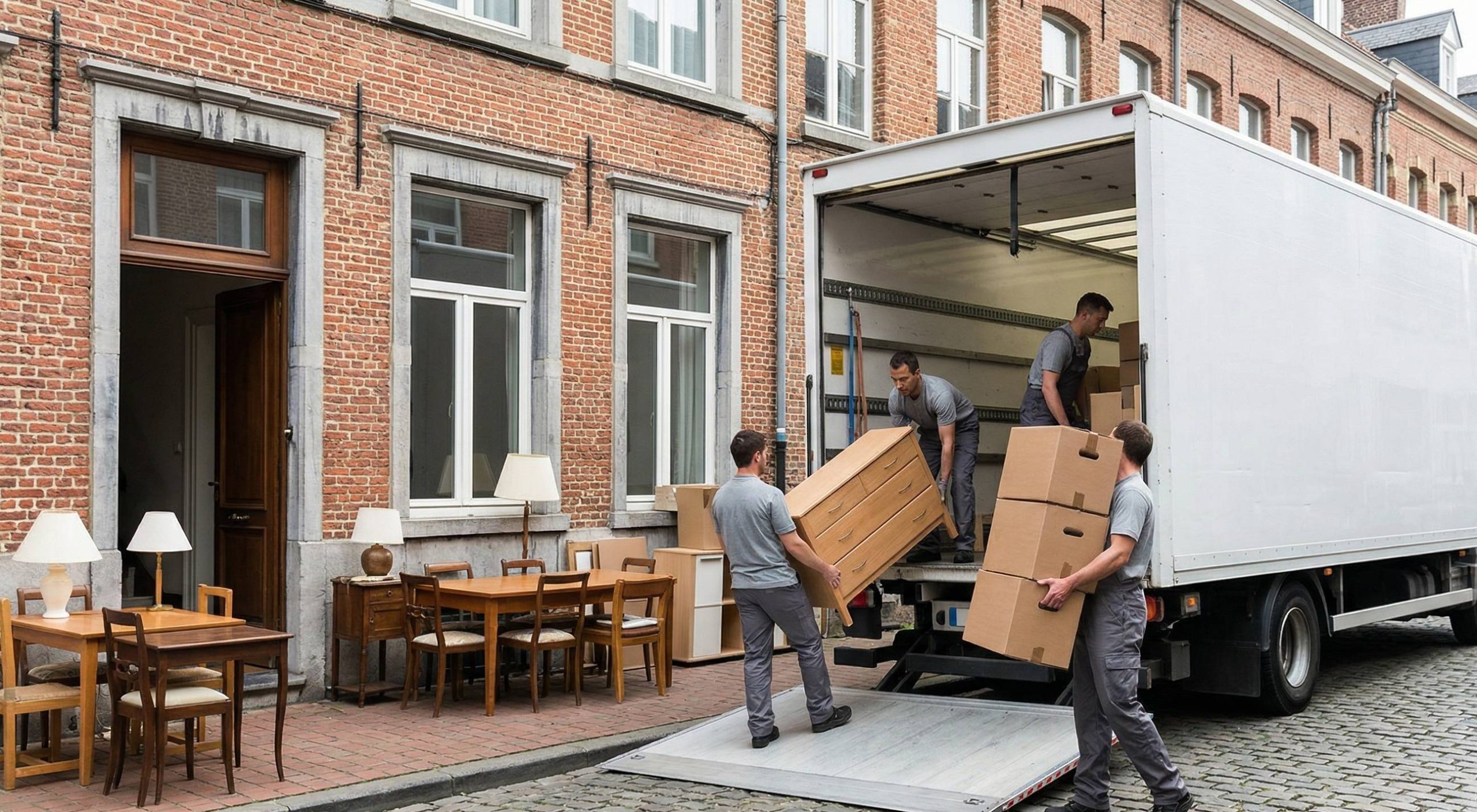Déchargement de meubles lors d’un déménagement à Lille