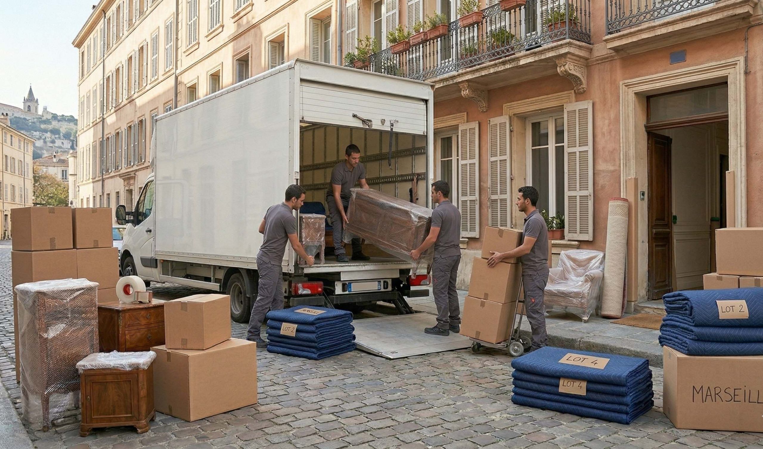 Déchargement de meubles lors d’un déménagement à Marseille