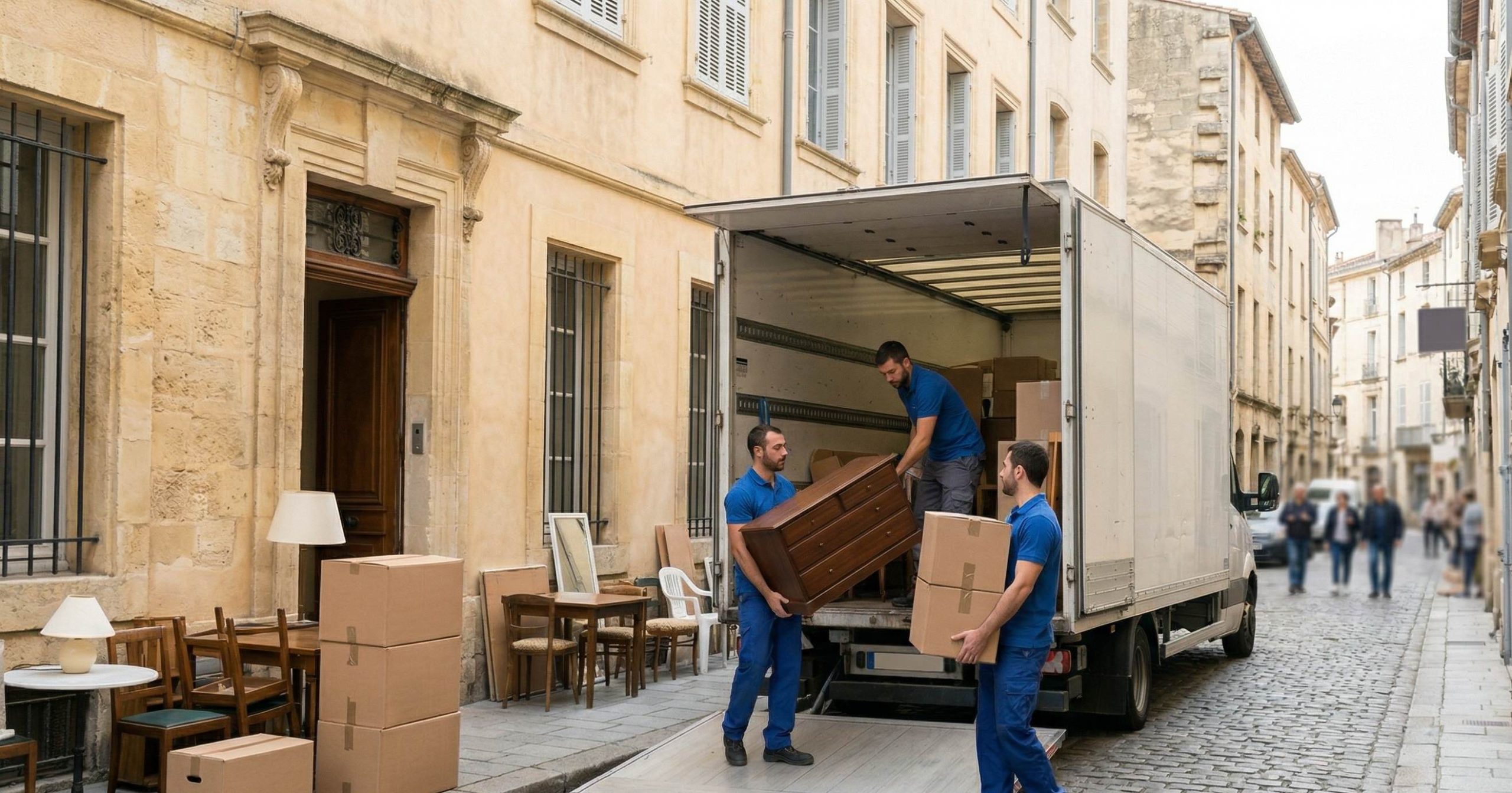 Déchargement de meubles lors d’un déménagement à Montpellier