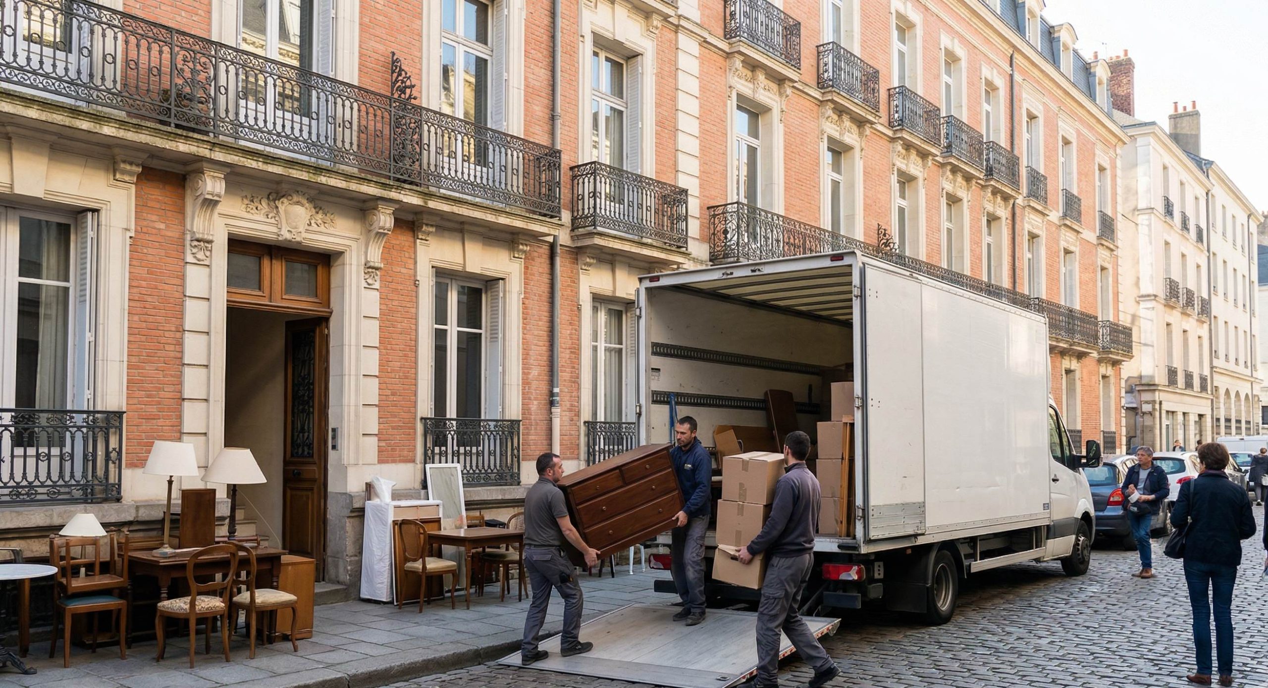 Déchargement de meubles lors d’un déménagement à Nantes
