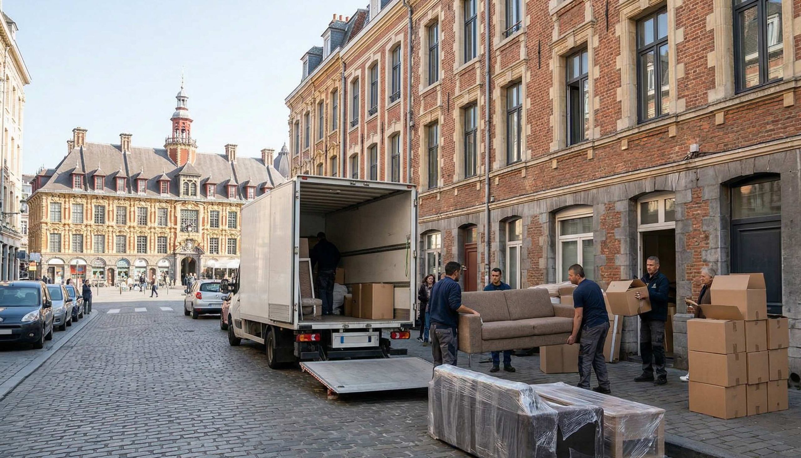 Déchargement de meubles lors d’un déménagement dans le Nord
