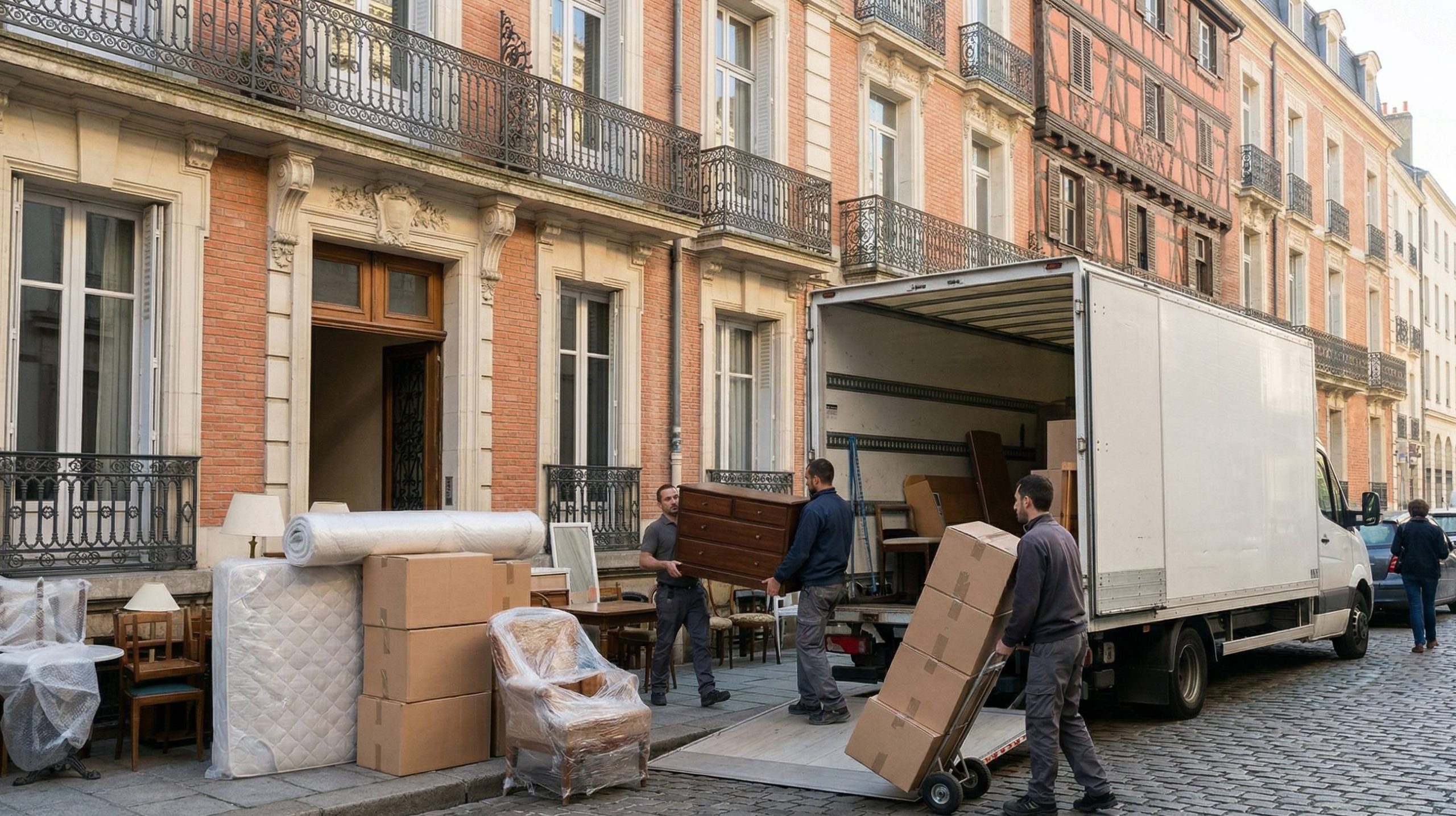 Déchargement de meubles lors d’un déménagement à Strasbourg