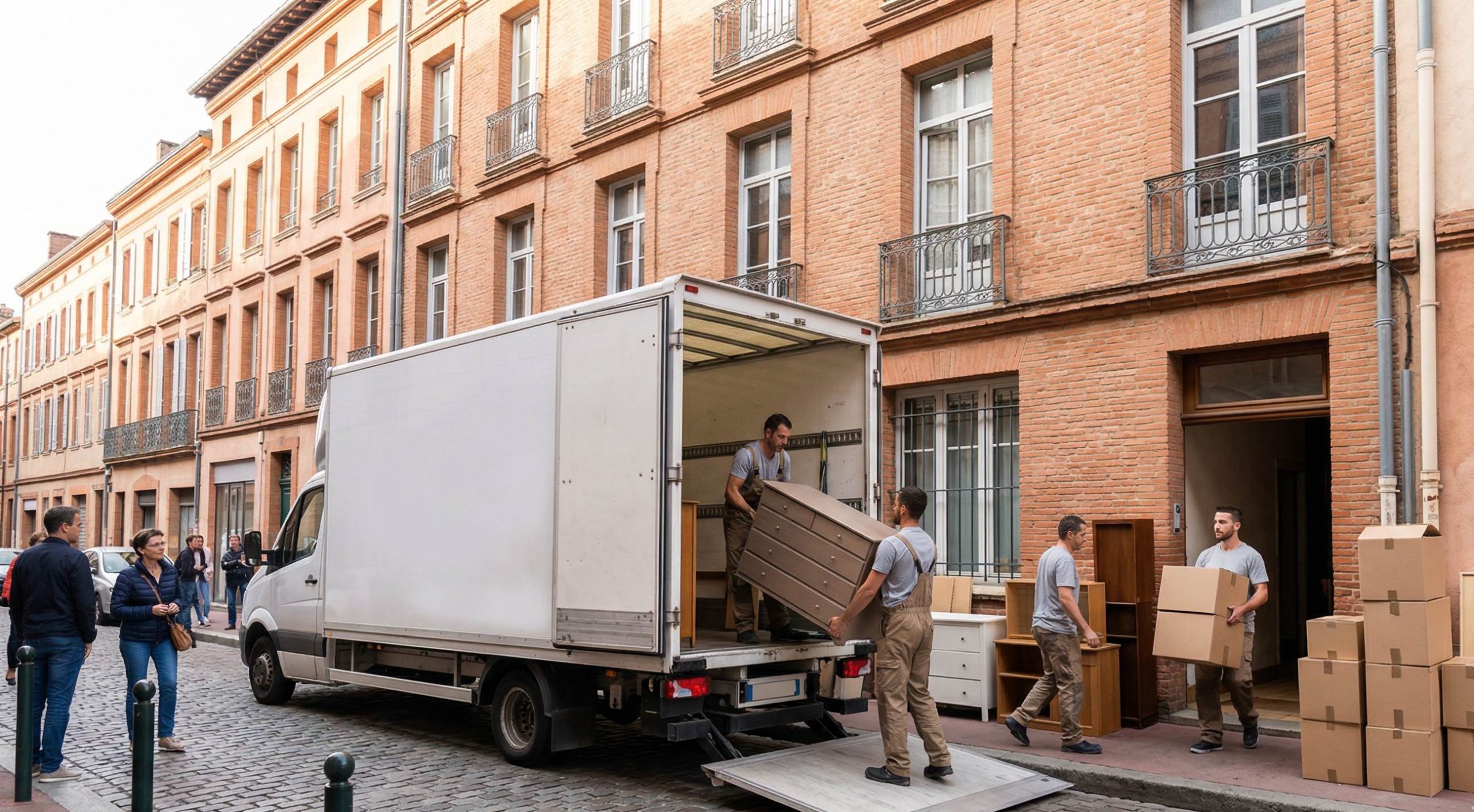 Déchargement de meubles lors d’un déménagement à Toulouse