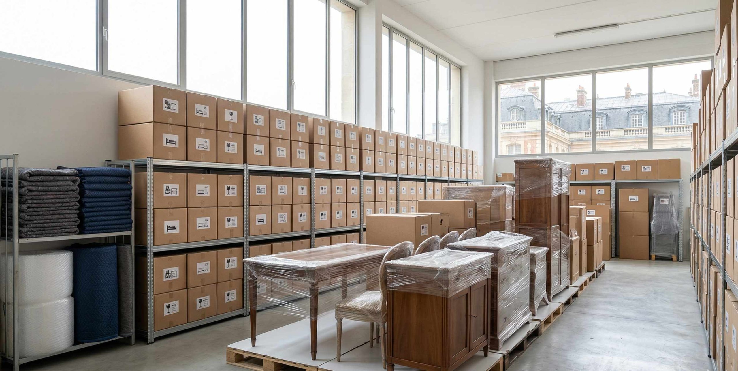 Espace de stockage dans un garde-meuble à Versailles